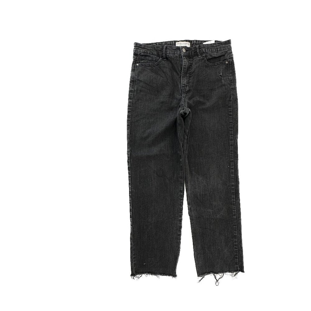 Social Standard Crop Straight Raw Hem Distressed Women's size 10 Black Jeans